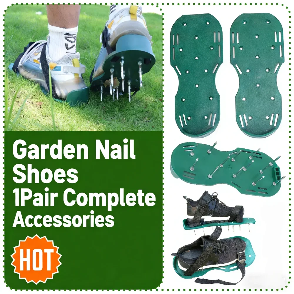 

Противоскользящие сандалии с шипами для аэратора для газона, регулируемый ремешок, прочная ручка для ног, острые шипы для легкого аэрации почвы на газоне, уход за садом