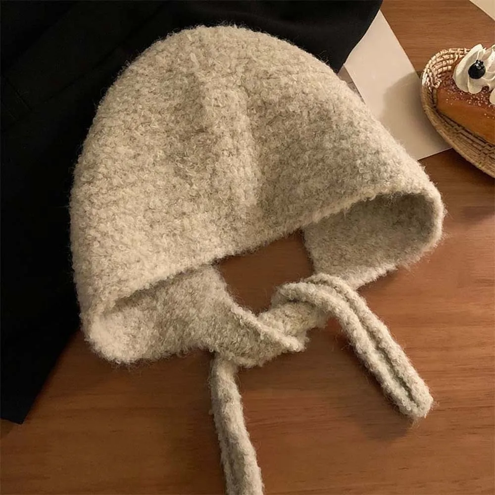 Acrylic Fibers Knitted Hooded Cap Soft Double Side Neck Collar Beanies Cap Korean Style Ear Protection Winter Neckerchief Hat