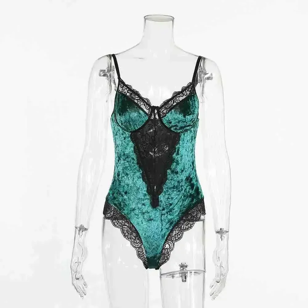 Sexy teddies bodysuit renda das mulheres bodysuit lingerie sexy decote em v profundo macacão pijamas oco transparente teddy bodysuit lingerie