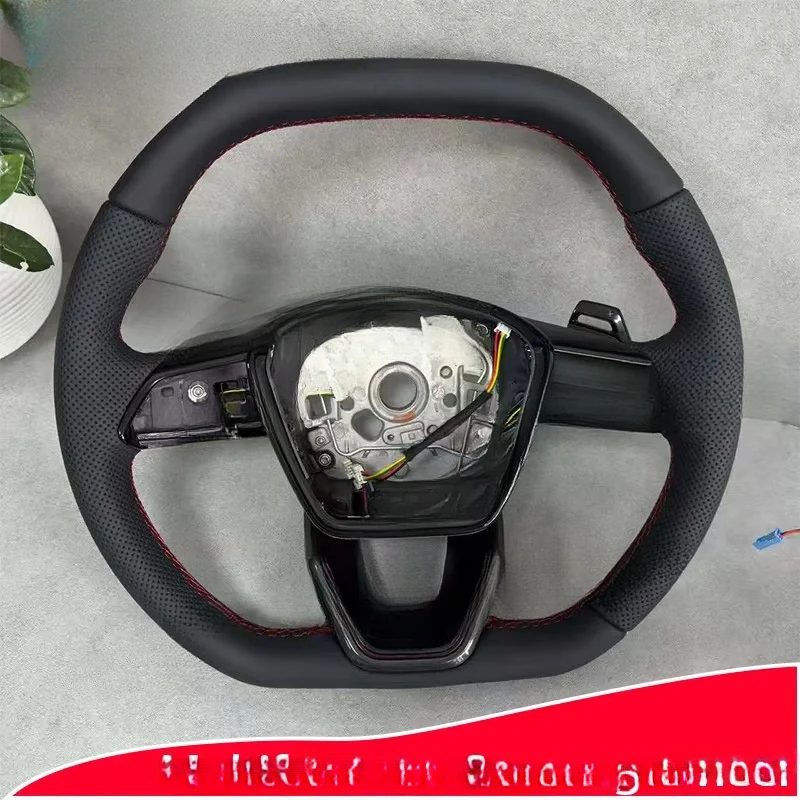

For Audi A6 A7 C8 RS6 RS7 Upgraded red logo steering wheel with red stitching and leather perforated