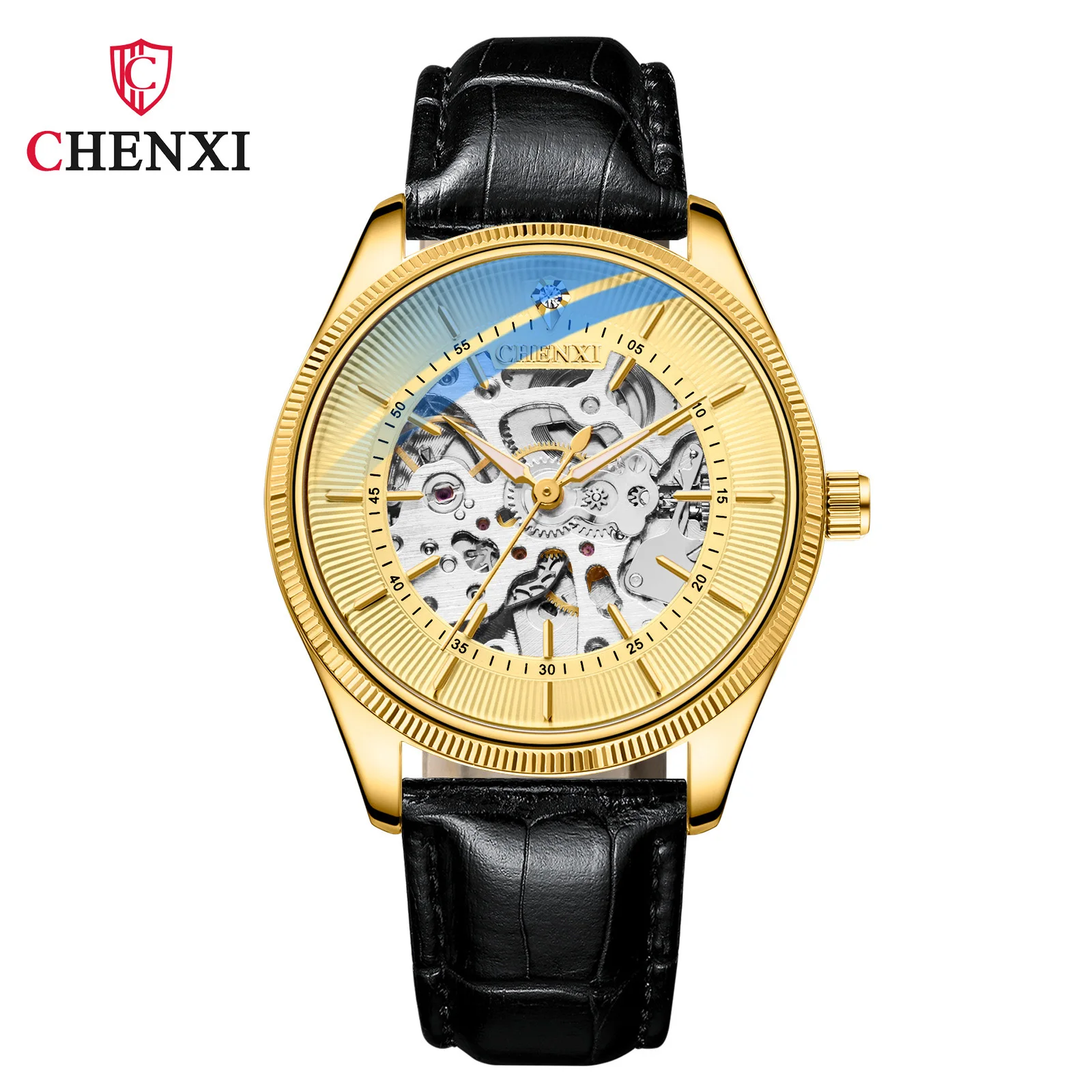 

Chenxi Top Brand Luxury Watches Men Skeleton Automatic Mechanical Watch Gold Skeleton Vintage Man Wristwatch Mens Fashion Watch