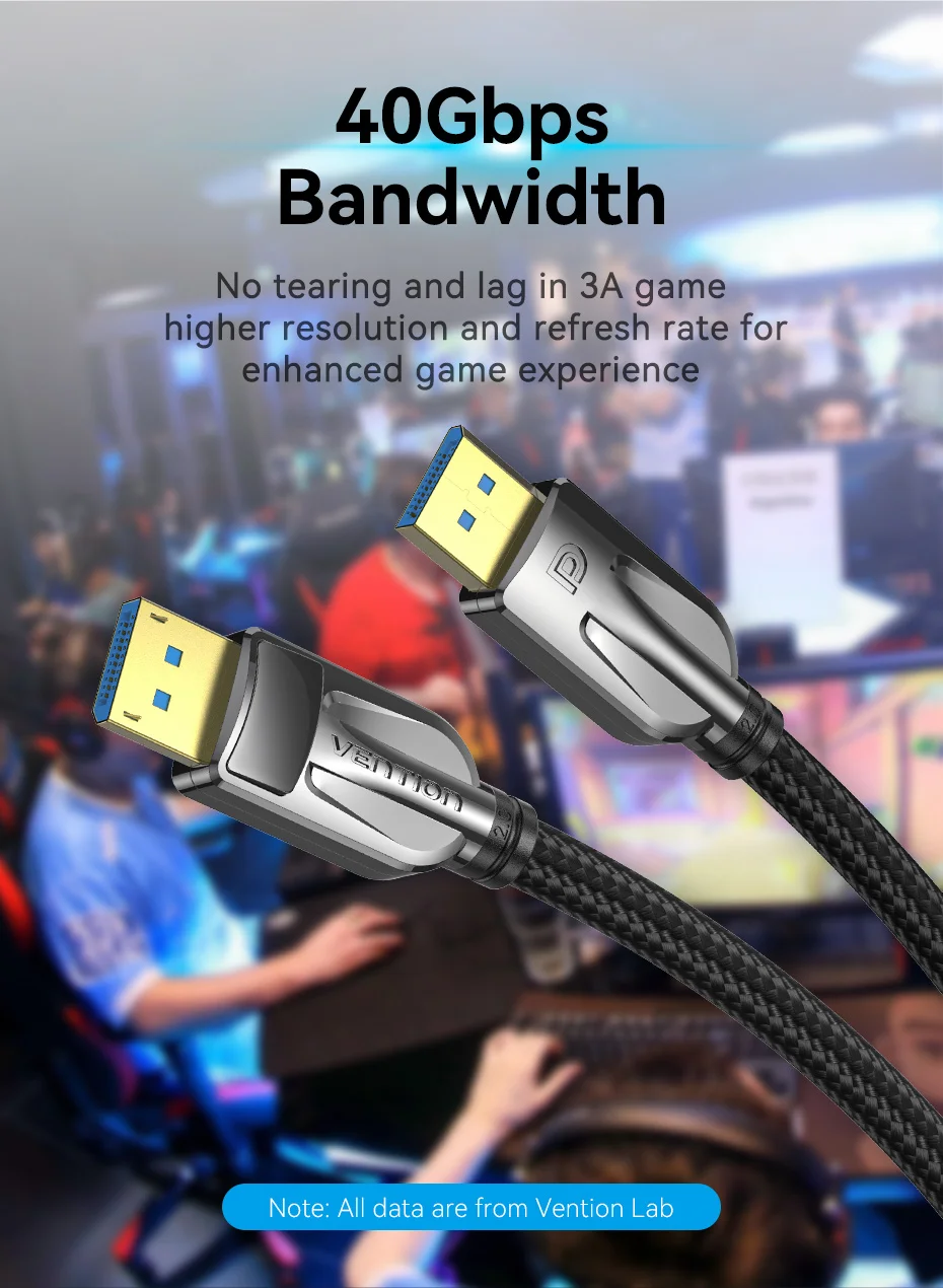 Vention 10K DisplayPort-Kabel 8K@60Hz 4K@165Hz 40 Gbit/s Display Port Audiokabel unterstützt HDR HDCP 2.2 für Gaming-Monitor TV DP 2.0 – Detail 11