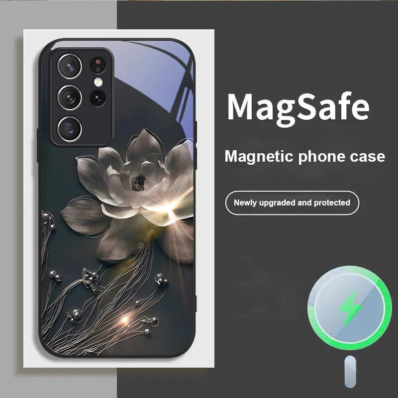 

Misty and gentle flowers For Samsung S25 S25 Edge S25Ultra S8 9 10 20 S21 Pro 22 Plus S23 FE S24 Ultra Magsafe Glass Phone Case