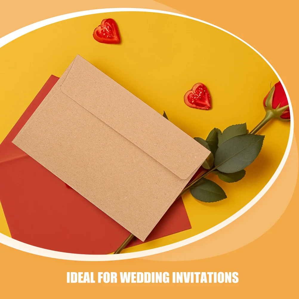 30Pcs Invitation Envelopes Self Adhesive Kraft Paper Envelopes for Wedding Greeting Card Photo Storage Rustic Brown Mailing Set
