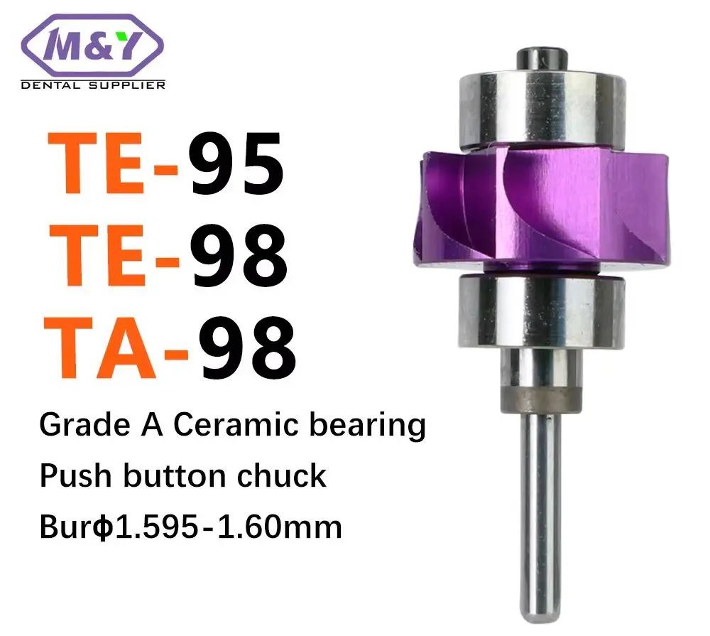 Dental Turbine Cartridge Rotor TE-95 TE-98 TA-98, Ceramic Bearing Push Button Chuck High Speed Handpiece Replacement Parts