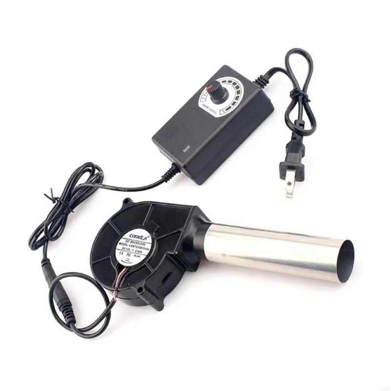 US Plug BBQ Fan Air Blower 12V Large Air 100-240V AC Powered Fan 3700RPM L4MF