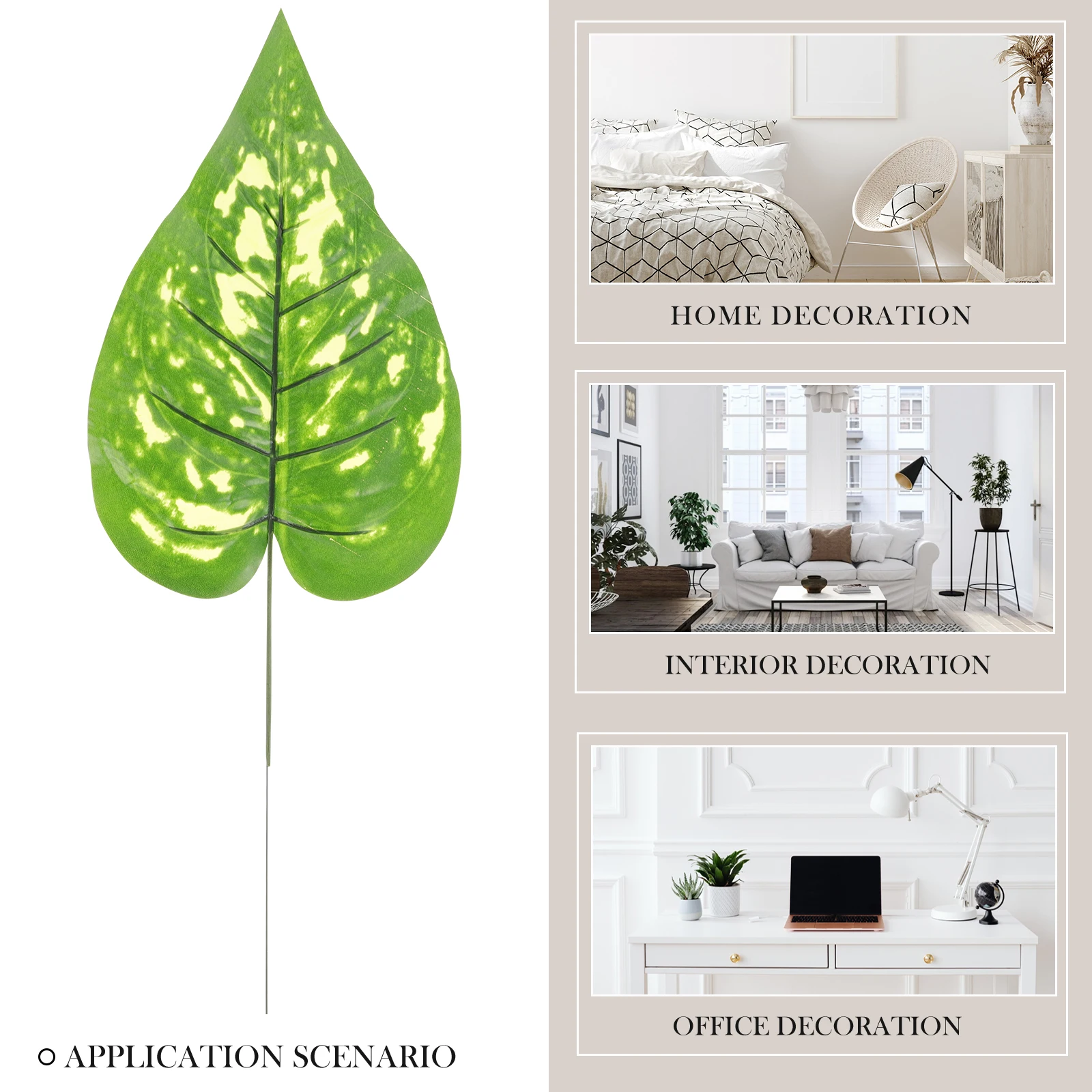 

5pcs Artificial Leaves Realistic Green Decorative Plants for DIY Crafts Home Party Table Wedding Aisle Faux Leaf