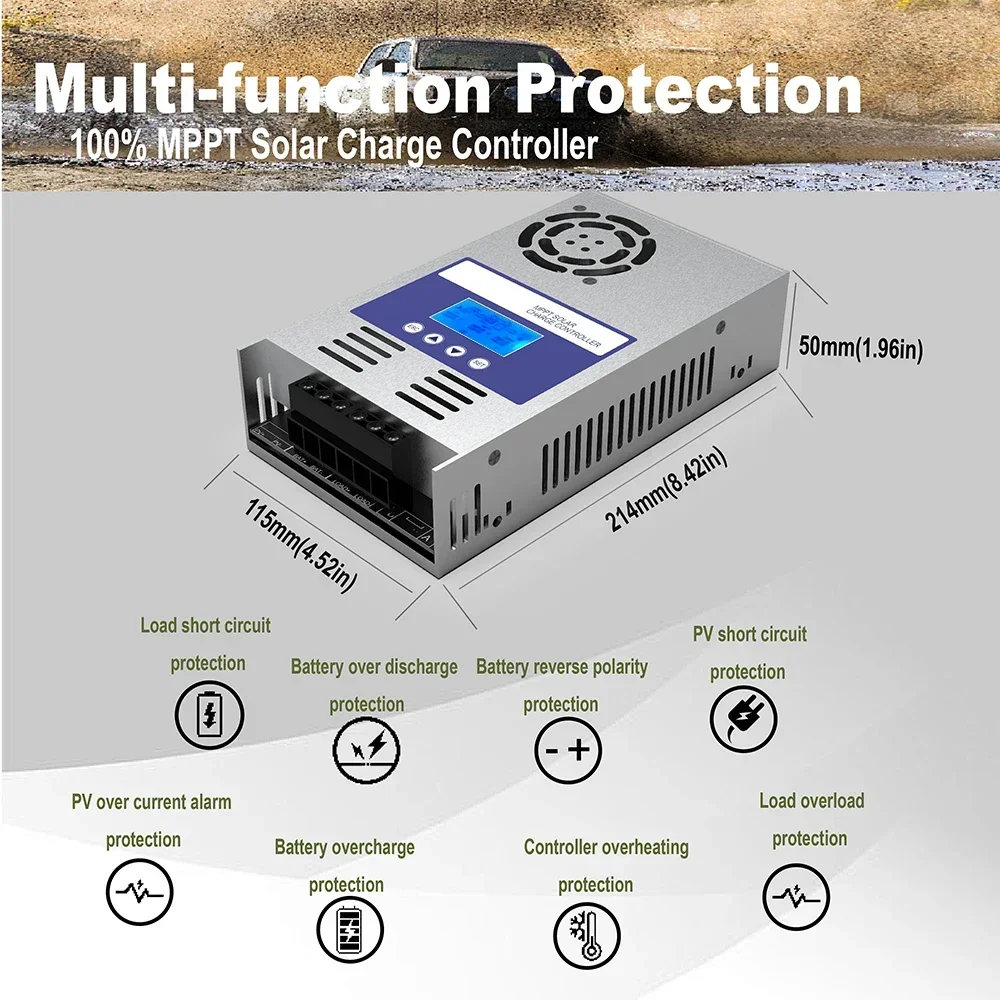 SUYEEGO 60A MPPT Solar Charge Controller with WIFI 12V 24V 36V 48V Auto PV Battery Regulator LCD Display for Lead Acid Lithium