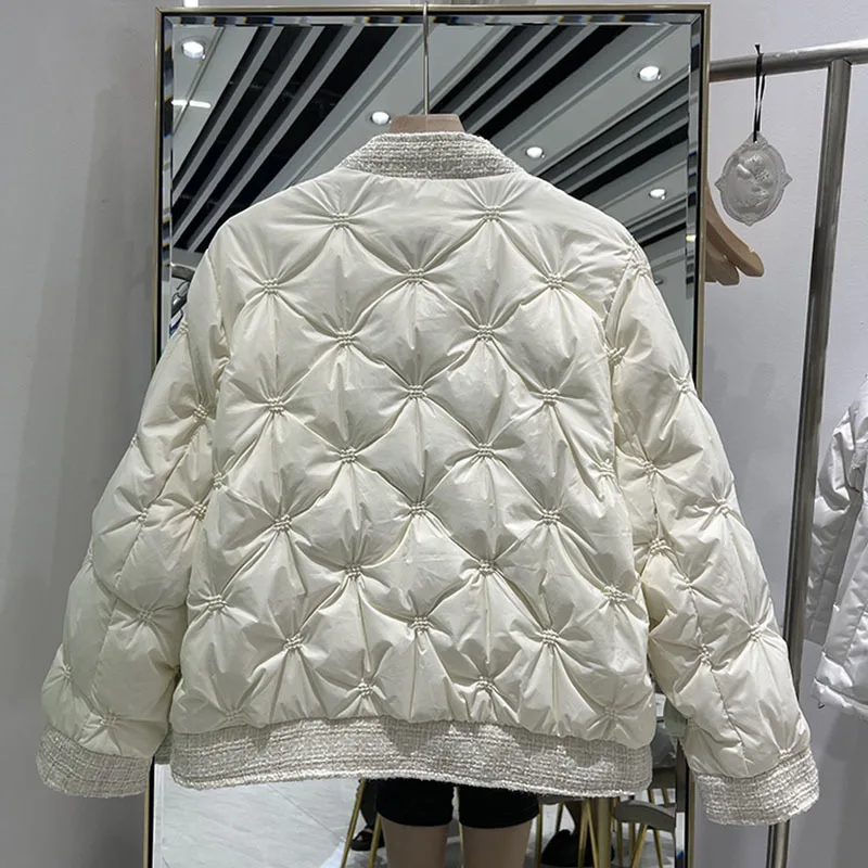 Chaqueta corta ultraligera de plumón de pato blanco para mujer, Parkas holgadas a prueba de viento, Abrigo acolchado a la moda, prendas de vestir,