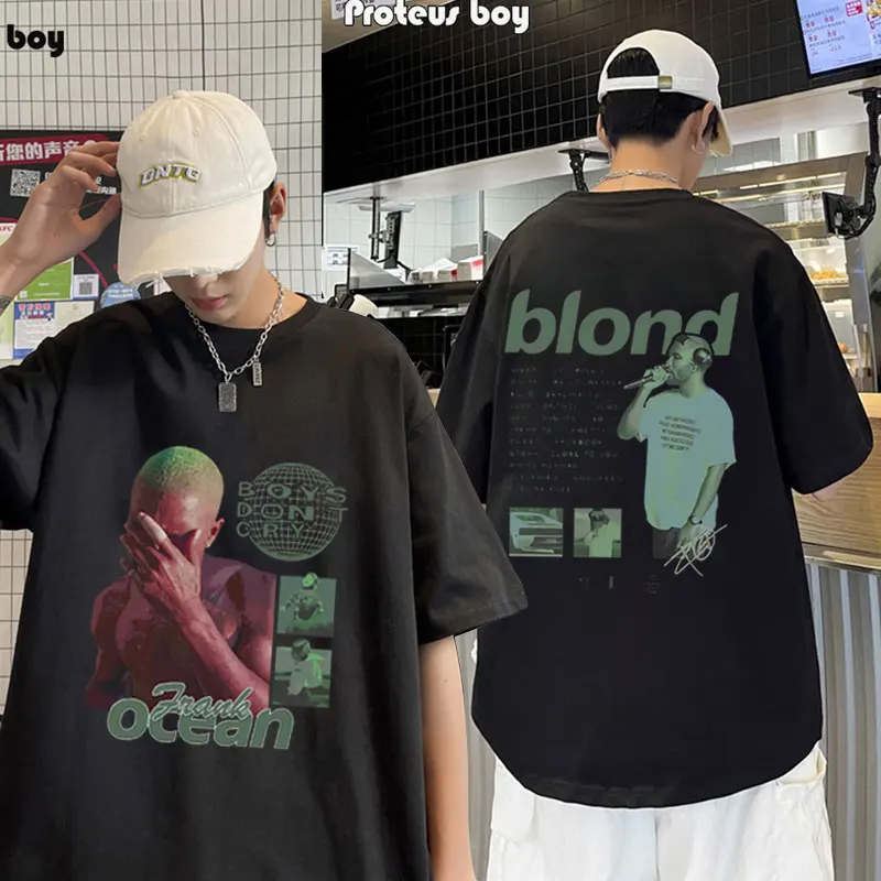 

Rapper Frank Graphic T Shirt Men's Women's Fashion Hip Hop Ocean Music Album T-shirts Blond Retro High Quality Cotton T-shirt