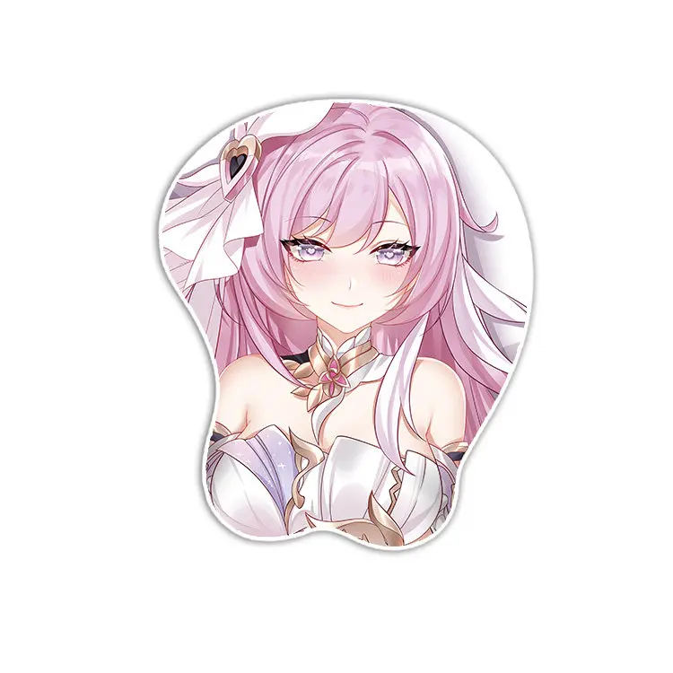 Elysia 3D Mouse Pad Honkai Impact Game Hand Wrist Rest Mousepads Oppai Soft Mouse Mat Office Work Gaming Otaku Gift