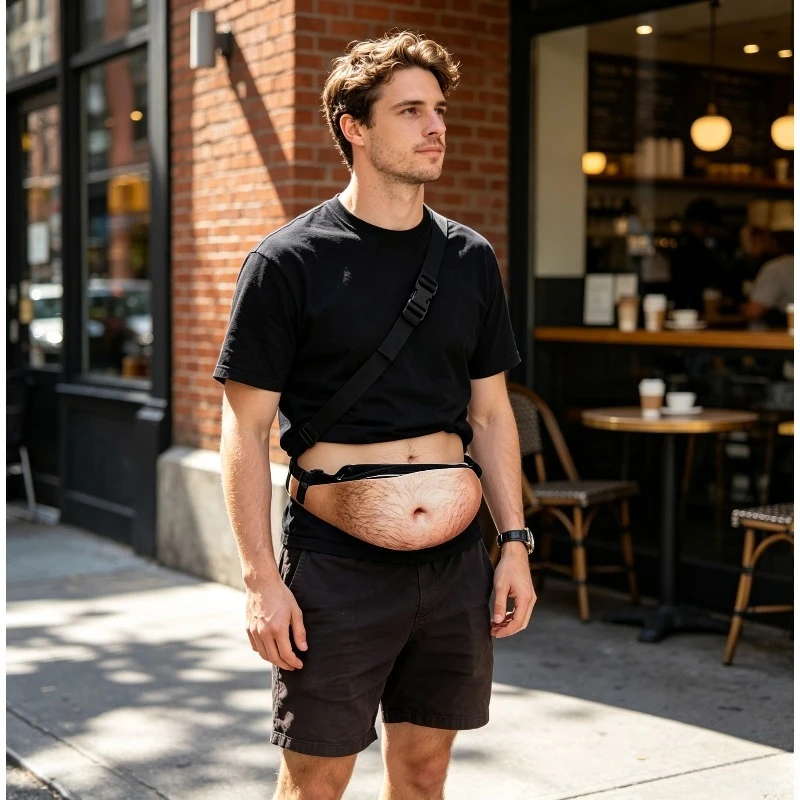 Beer Belly Fanny Pack A Fanny Pack Funny Simulation Waist Bag For Travel Outdoor Anti‑theft Storage Novelty Gift