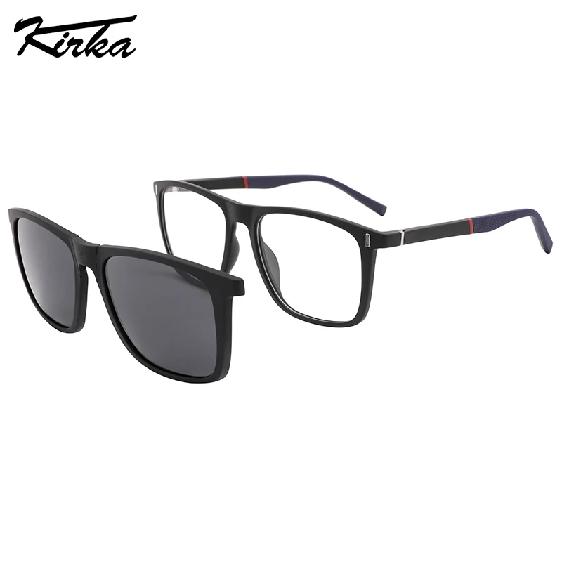 

Kirka Unisex Foldable Big Lenses Clip On Sunglasses Eyeglasses TR90 Myopia Prescription Rectangle Reading Glasses C8017