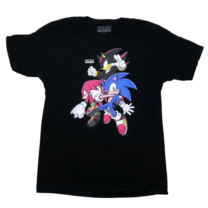 

Fighting Poses Sonic Shadow the Hedgehog Gift T shirt for man Large size Tops Anime Graphic Print Y2k Clothes Cartoon Tee