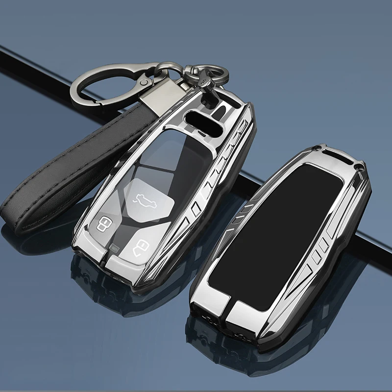 Capa Protetora de Chave de Carro em Liga de Zinco Aplicável a Audi A4 A4L A5 TT TTS Q5 Q7 8S B9 - Acessório Durável para Interior