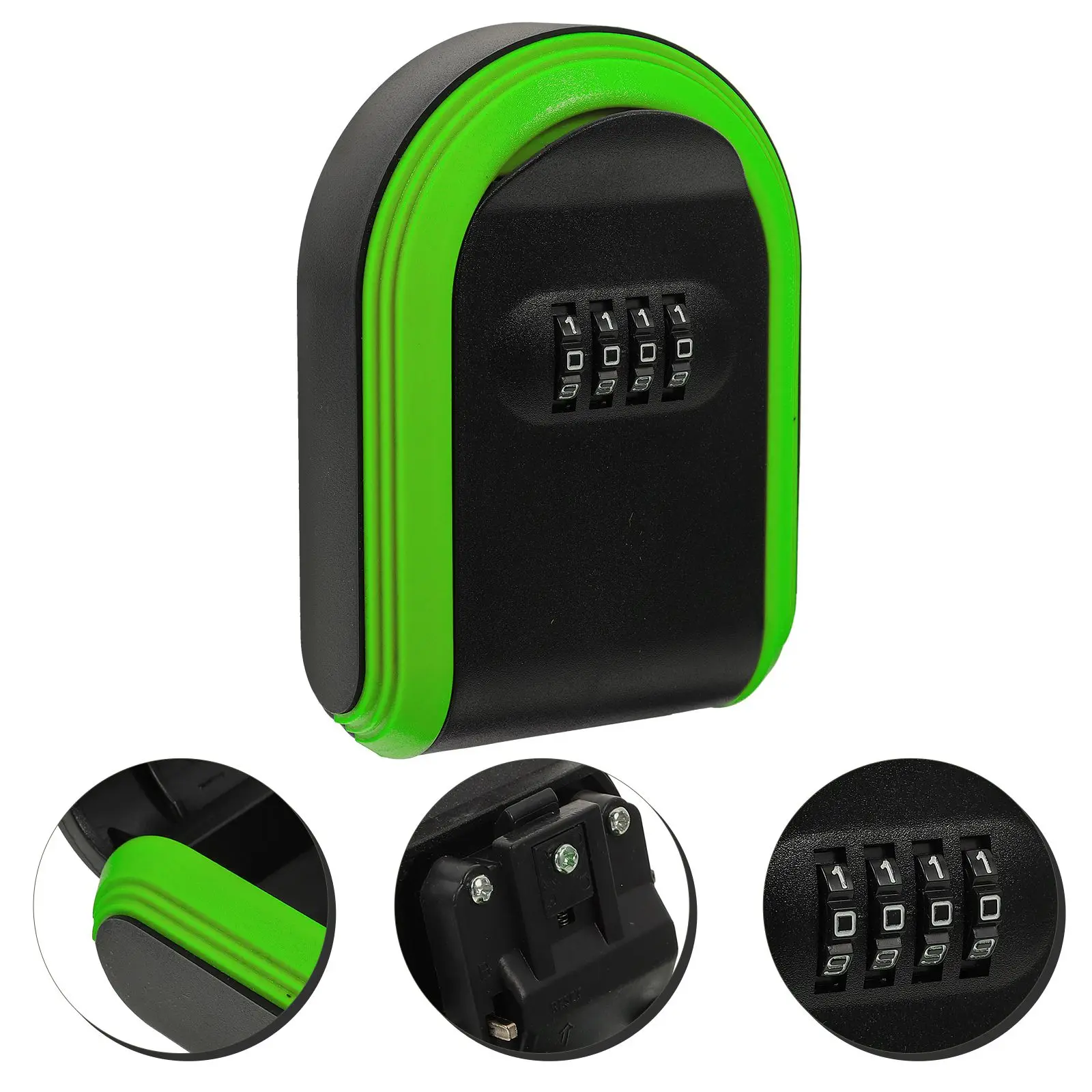 Key Lock Box Wall Hanging Plastic Holder Outdoor Green 4 Resettable Combination Code Lock Box for House Keys Door Key