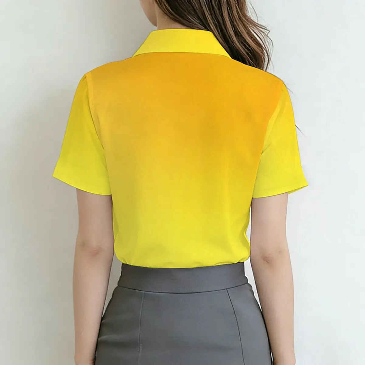 Minimally personalized gradient printed women's summer collar short sleeved shirt, fashionable daily versatile casual top 4