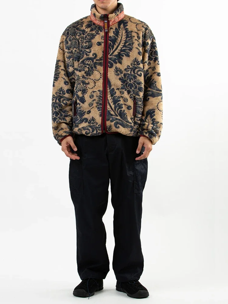 Kapital Hirata and Hiroshi Wind Japanese Vintage Plush Floral Stand Up Neck Loose Cardigan Coat Men Parkas