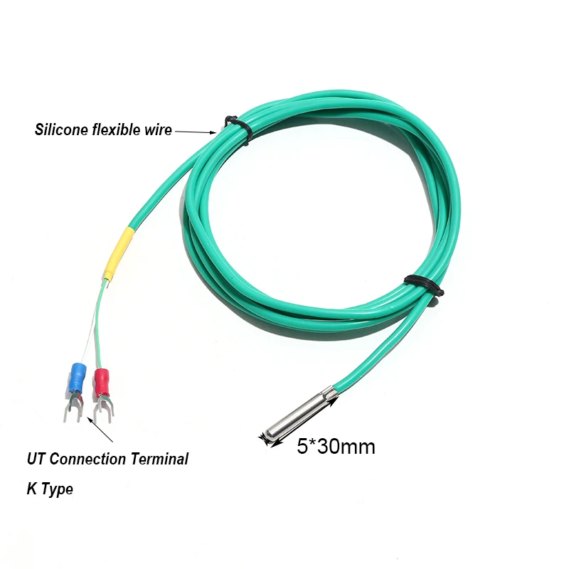 1PC K-type Thermocouple Bend-resistant SUS304 Probe 5x30mm Vibration Resistant Used In Mechanical Sports Occasion 1M 2M 3M 4M 5M