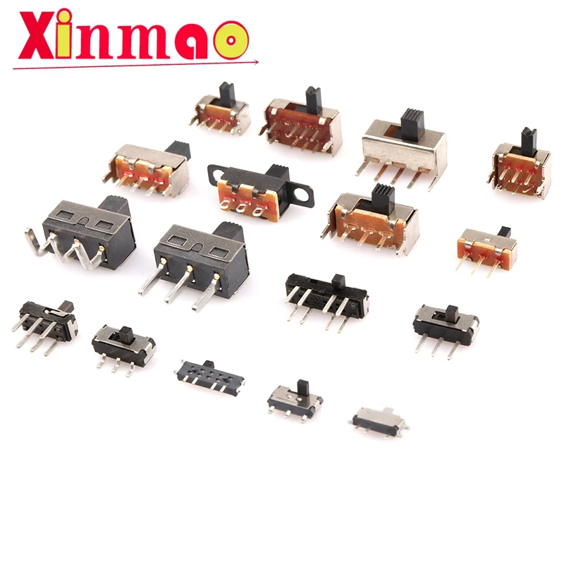 10pcs Toggle switch single and double row in-line horizontal small micro power switch sliding gear 2 gear 3 wave band