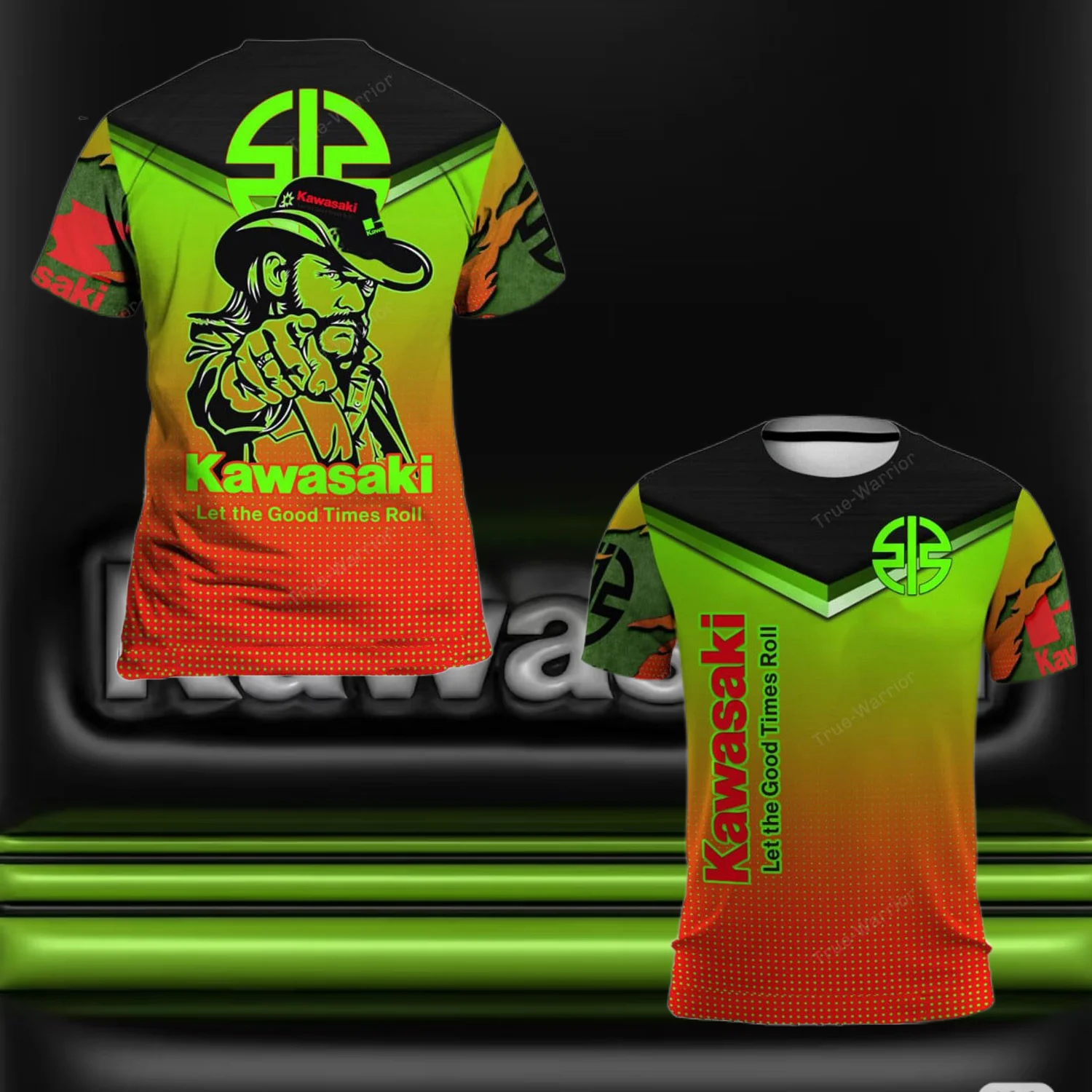 가와사키 여름 야외 스포츠 인기 있는 빠른 건조 통기성 오토바이 티셔츠 얇은 오토바이 스포츠 편안한 티셔츠