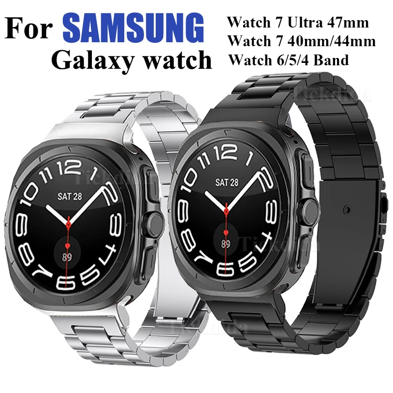 Metal Strap for Samsung Galaxy Watch 7 6 5 4 40mm 44mm Bracelet One Click Attachment for Galaxy Watch 7 Ultra 47mm Classic Band