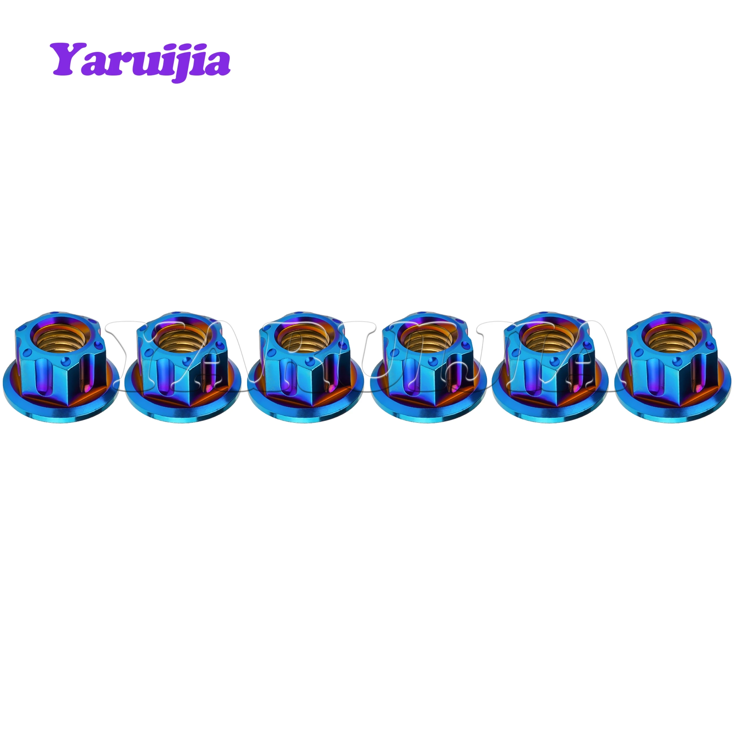 Yaruijia 6pcs Titanium Nut Gr5 Cnc Flower Head M6 M8 M10 M12 M14 M16 For Motorcycle Sprocket Modification