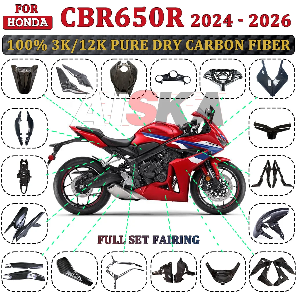 Für HONDA CBR650R RH17 2024 2025 2026 100% Carbonfaser Motorrad Kotflügel Tank Auspuff Seitenverkleidung Abdeckung Verkleidungszubehör