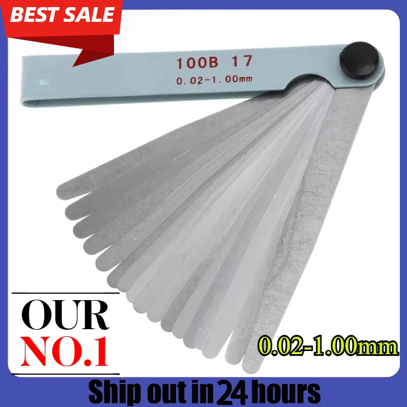 

0.02-1.00mm Metric Feeler Gauge 17 Blades for Automotive Repair Engine Valve Adjustment Gap Filler Measurement Tool