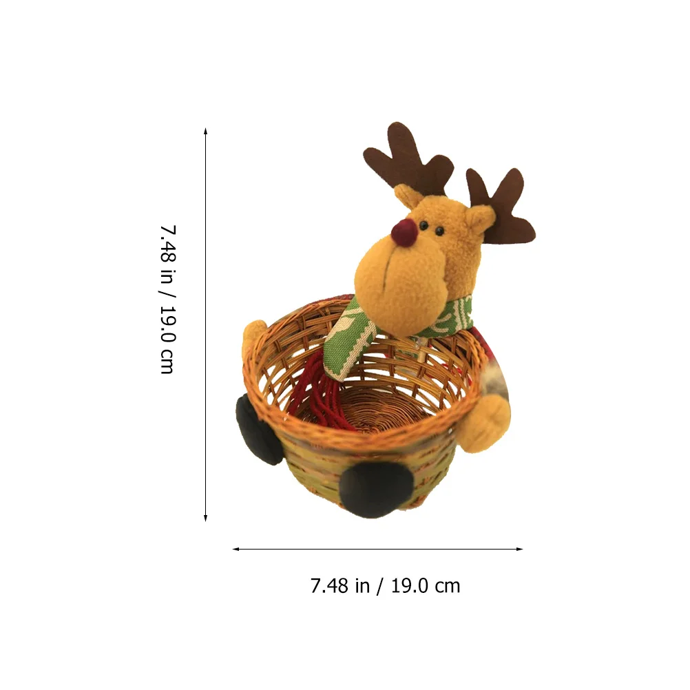 2Pcs Snowman Christmas Candy Basket Bamboo Cloth Cartoon Style Decorative Candy Storage Container Lovely Table Decor Home Supply