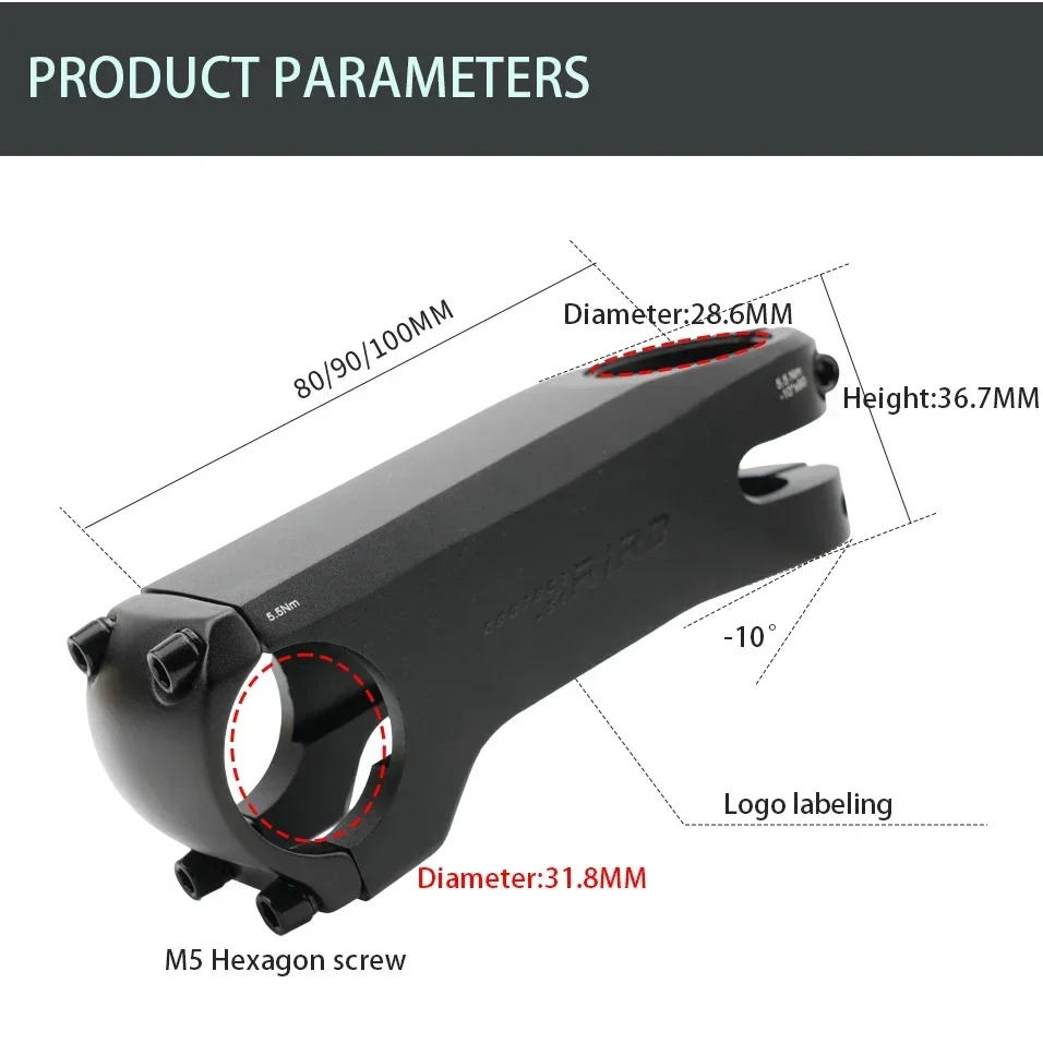 

RIRO Bicycle Stem Internal Cable 80/90/100MM Ultralight Aluminum Aolly Forged/CNC Handle with Spacer Road Bike Handlebar Stem