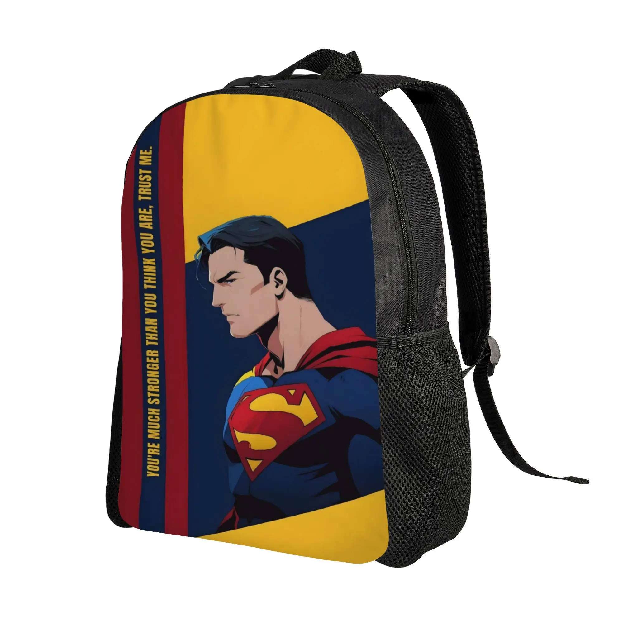 Back to school season Casual Quote Text Side Profile Superman Art Daypack  Teenager Backpack