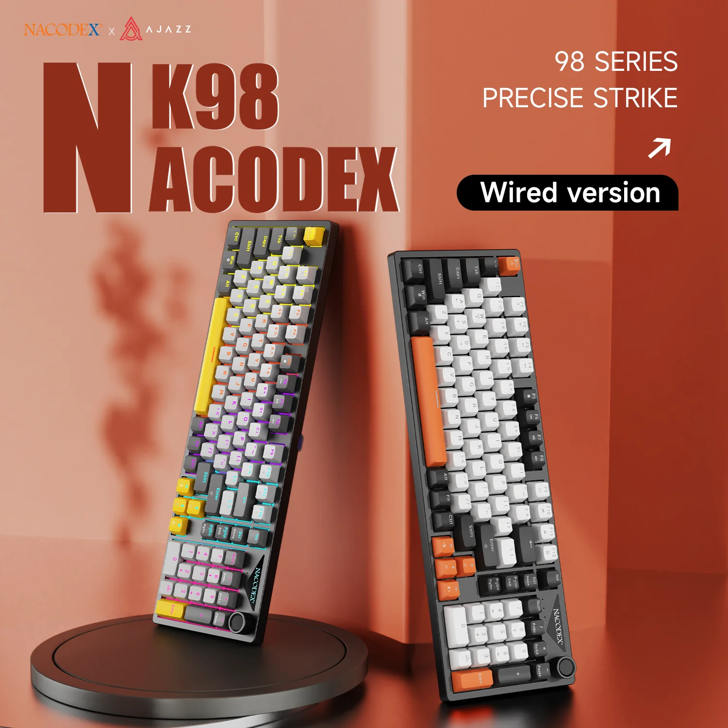 

Проводная игровая клавиатура AJAZZ NK98 с 98 клавишами, полностью сменными переключателями, механическая