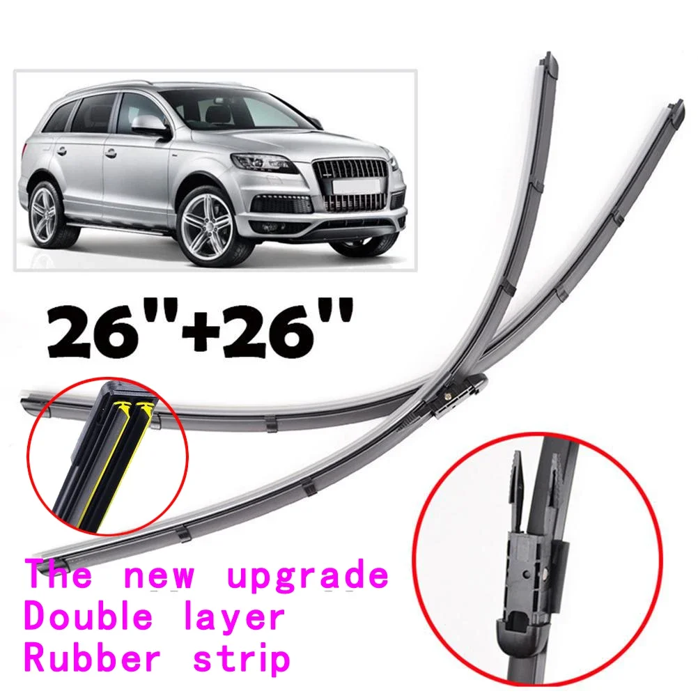 

adohon Front Windshield Wiper Blades Set For Audi Q7 4L 2015 2014 2013 2012 2011 2010 2009 2008 2007 2006 26" 26"