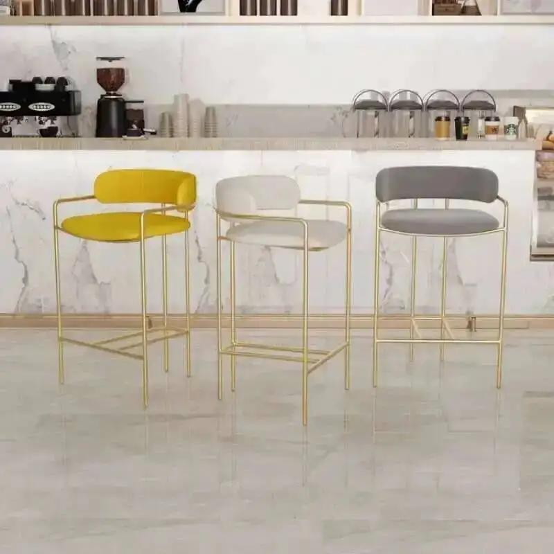 

Nordic Kitchen Chairs Bar Living Stools Room Garden Metal Comfortable Stools High Bancos Para Barra De Cocina Furnitures
