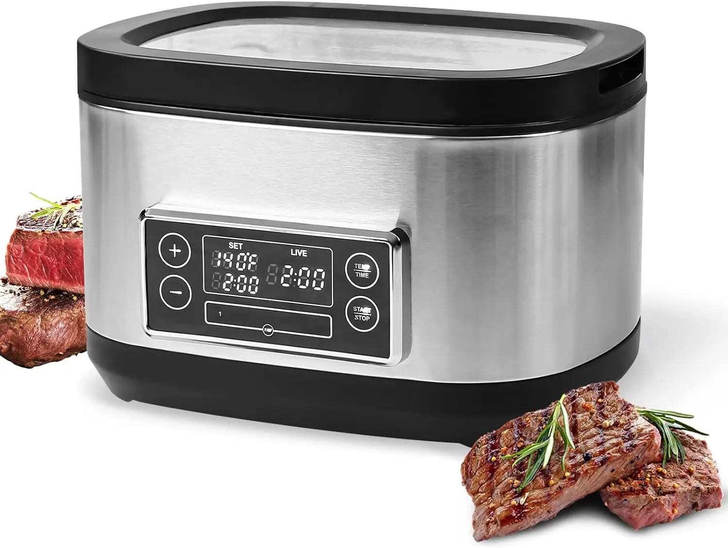 Sous-Vide, Sous-Vide-Präzisionskocher, 8-Liter-Sous-Vide-Kocher mit LED-Touchscreen, extrem leiser, schnell erhitzender Tauchzirkulator