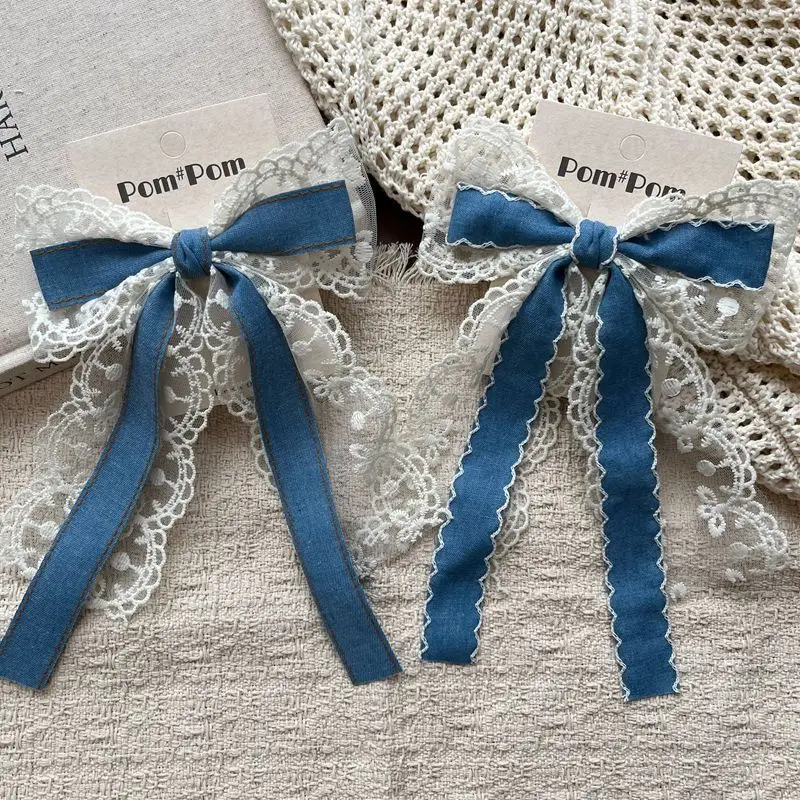 denim-bow-hair-clip-for-girls-lace-hair-accessory-with-ribbon-detail-for-the-back-of-the-head-princess-hair-decoration