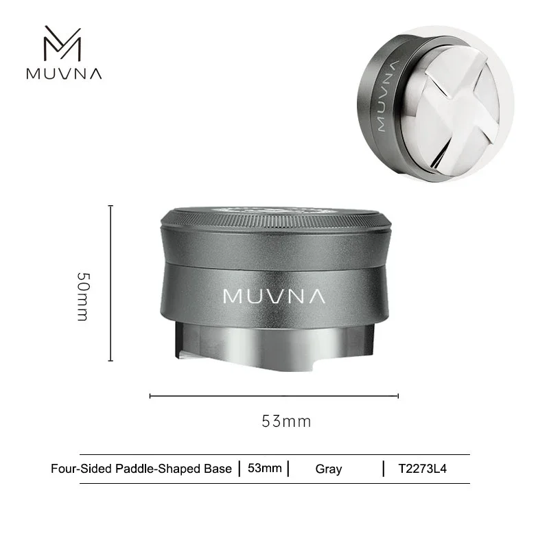 MUVNA Koffieverdeler Espresso Distributietool/Niveauer, 4-hoekige automatische zwaartekrachtregeling, voor 51/53/58mm portafilter