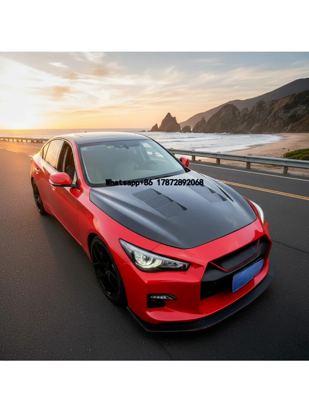 

TS Style V2 Carbon Fiber Hood for Infiniti Q50 2014+ Engine Cover Real Carbon Fiber Honeycomb Car Hood Bonnet Cover