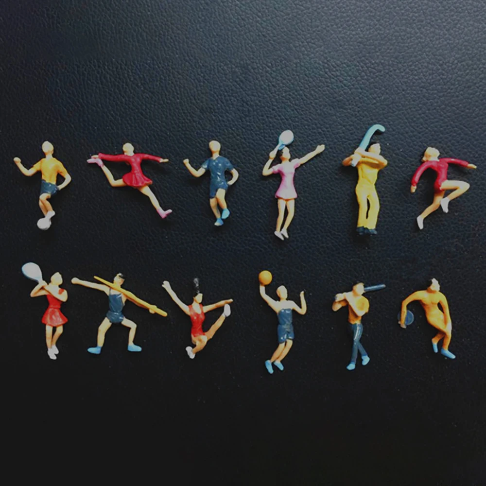 Figuras en miniatura de 12 Uds., modelo de escena deportiva, pintura de estatuilla, modelo de paisaje estático, diseño de paisaje, exhibición de Dioramas en miniatura Diy
