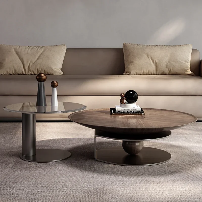 

Simple Waterproof Coffee Table Wood Italian Clear Oval Minimalist Modern Side Table Balcony Luxury Couchtisch Salon Furniture