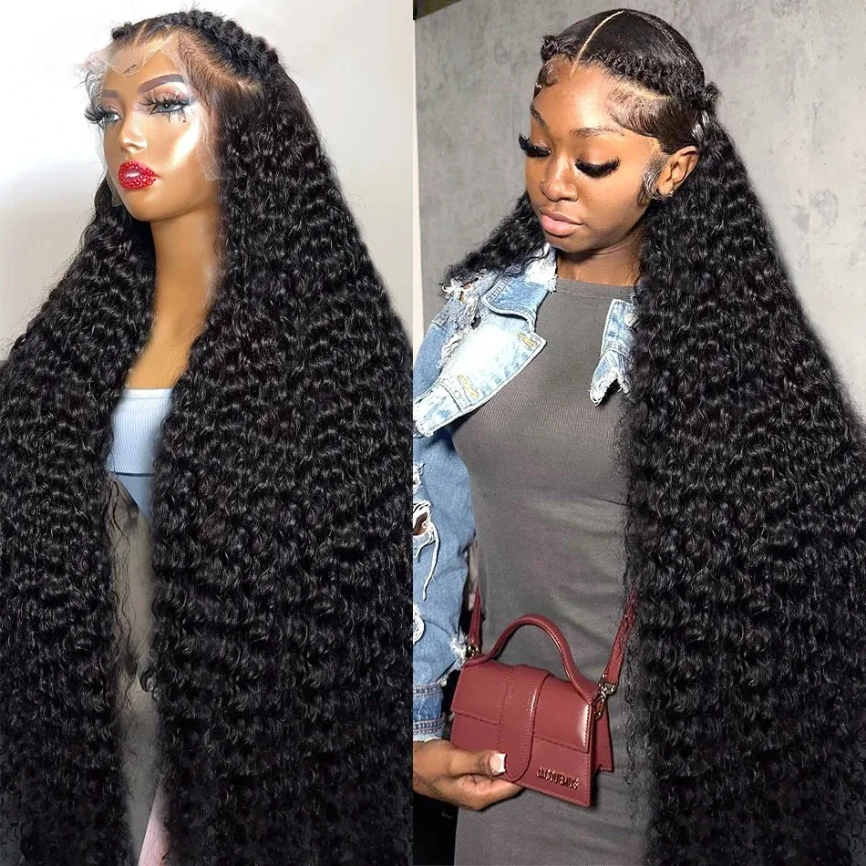 HD Transparent Curly 13x5 Lace Frontal Wig 100% Human Hair Wigs Deep Wave 30 40 Inch 13x6 Lace Front Wig Brazilian Water Wave