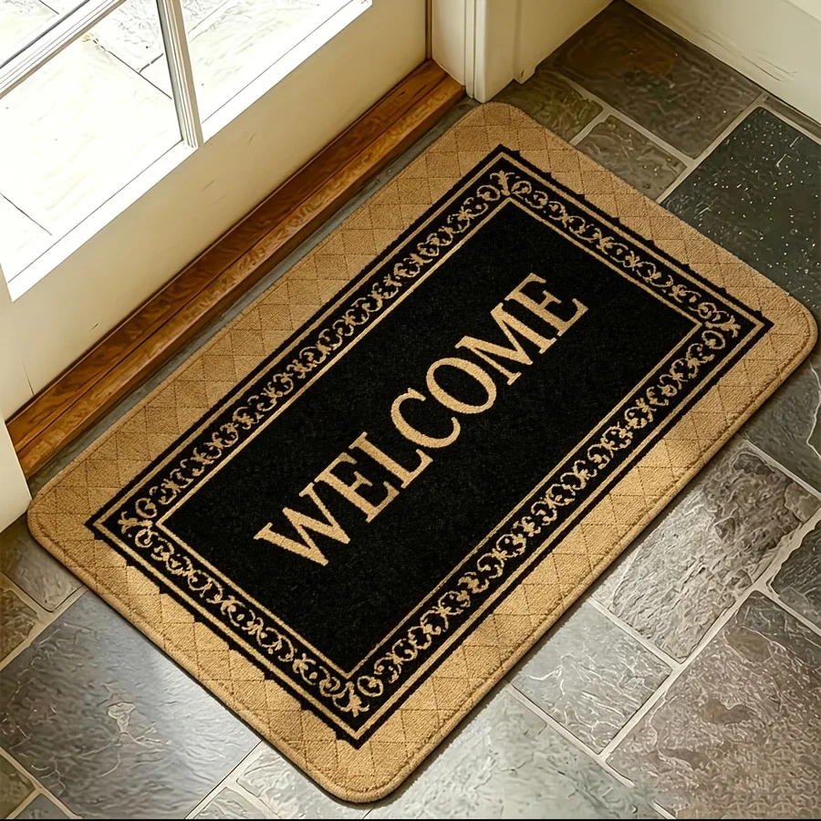 Vintage Border Welcome Floor Mat apartment entrance hallway foyer cottage daily indoor decorative door rug  door mat entrance
