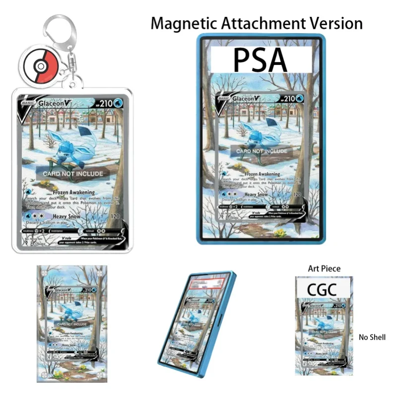 Présentoir d'art pour Pokémon Evolving Skies Glaceon V Anime, Art Expansé, Cadeau pour Fans, Étui Recyclable, Porte-clés, Protection en Acrylique