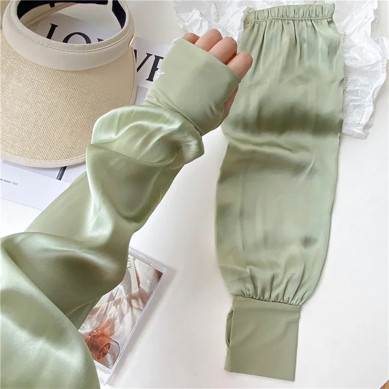 2023 new fashion summer high quality ice silk sunscreen loose gloves sunscreen ice sleeve female UV sleeve solid color driving