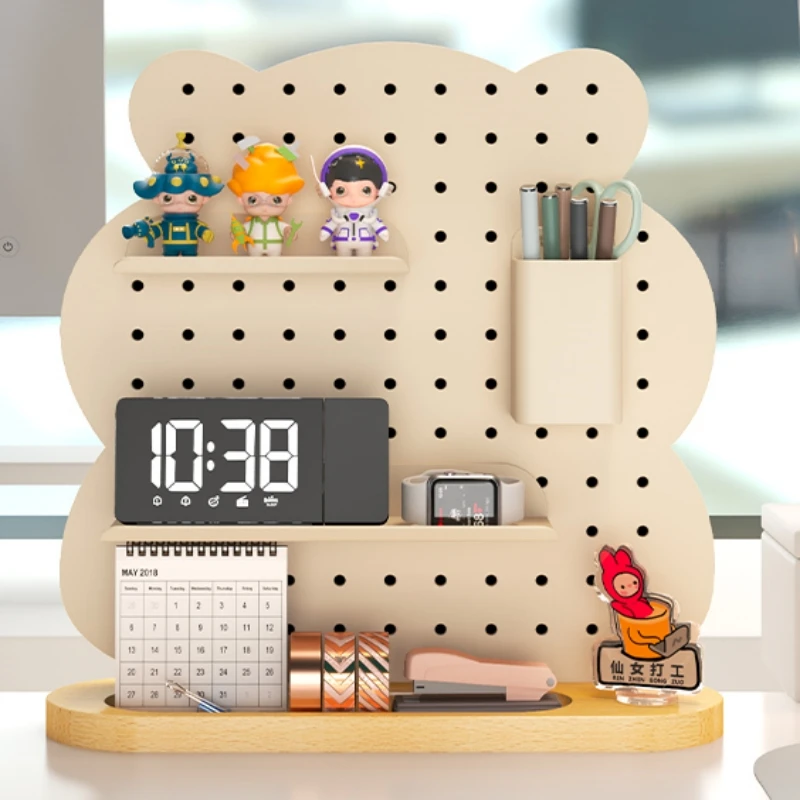 

Metal Desktop Organizer Stand Office Desk Hole Board Storage Rack Display Shelf Wall Mounted No Drilling Required