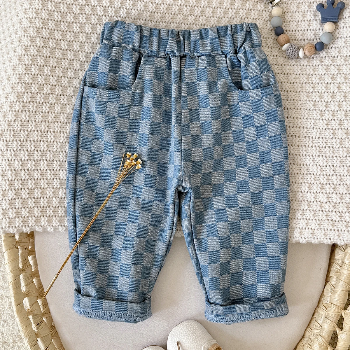 

Spring Autumn Clothes Children's Pants Casual 0-3 Years Old Korean Children's Clothing Baby Girls Boys Fashion Grid Pants