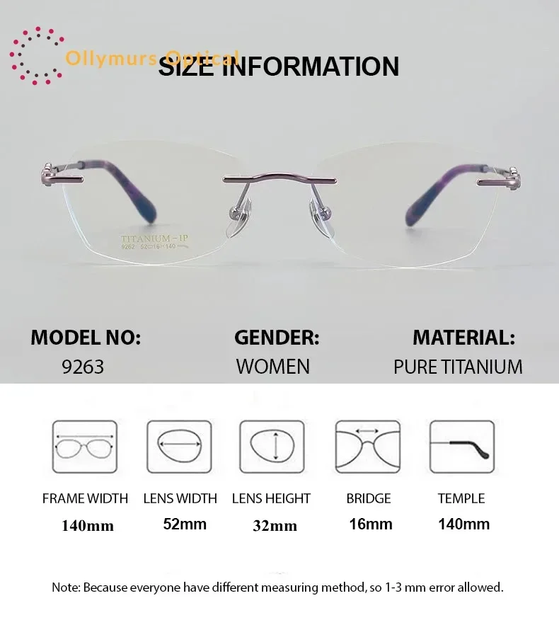 

Ollymurs Minus Lenses Reading Titanium Cat Eyewear for Prescription Eye Glasses Frame Women Elegant Optical Glasses Female