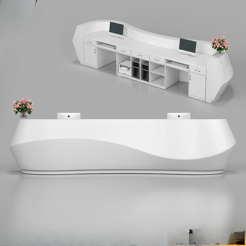 FRP Beauty Salon Reception Desk Hotel Barber Shop Bar Cashier Modern Computer Desk