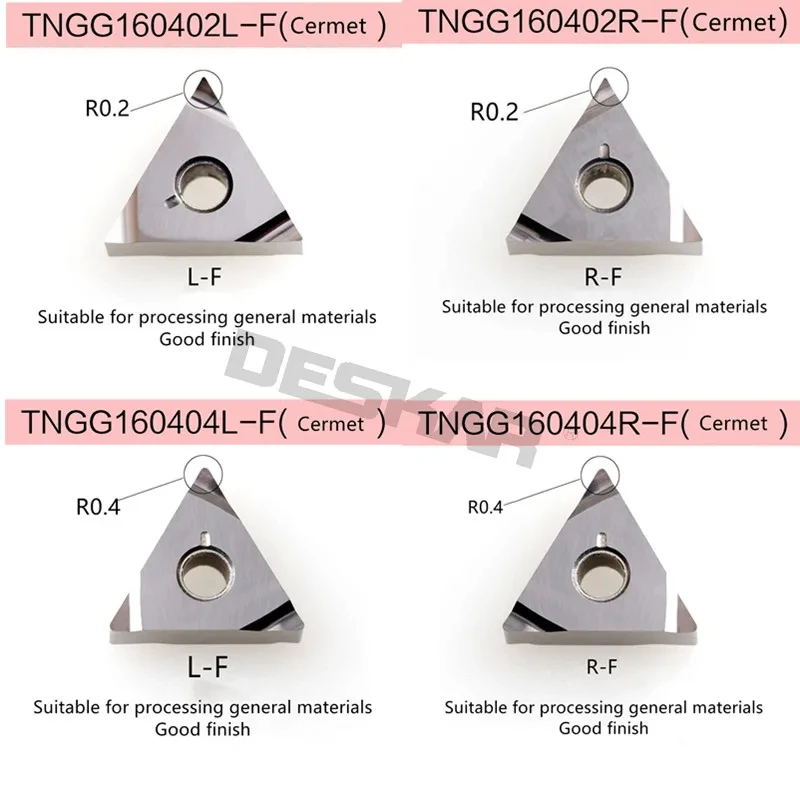

10pcs Deskar Tngg160402 Tngg160404 R-c L-c R-f L-f R-p L-p Lf90 Cermet Turning Tools Lathe Cutter Cutting Tool Parts